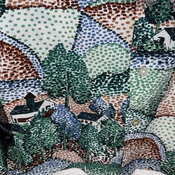 Vintage Landmark Long Sleeve Shirt Disco 70’s Large Polyester Nature Scene M 15 - Picture 4 of 11